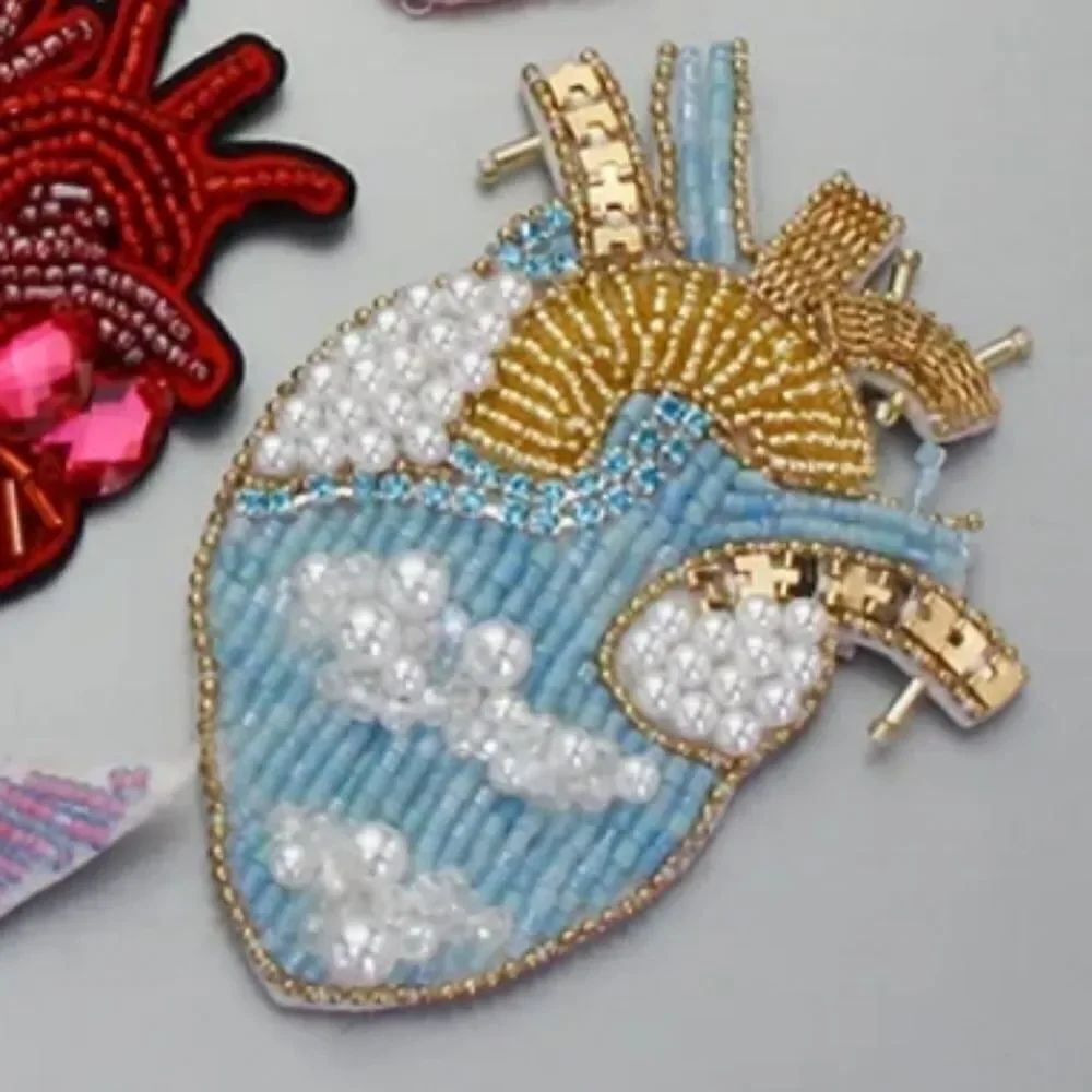 NWOT Beaded Rhinestone Heart Applique